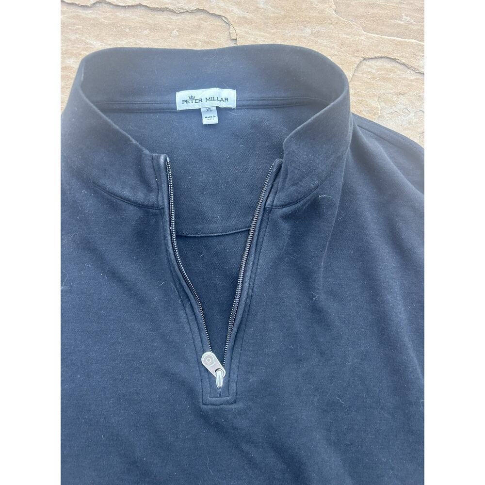 Peter Millar Pullover Mens XL Black Crown Comfort Heather Interlock 1/4 Zip Golf - Picture 2 of 4